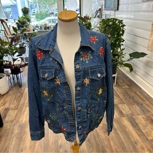 Life Style Embellished Denim Jacket, Women's Size XL